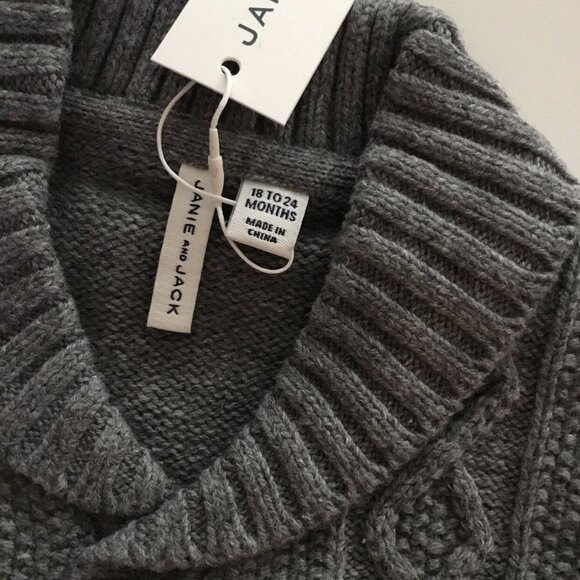 NWT Janie and Jack Gray Cable Knit Cardigan - Picture 4 of 4